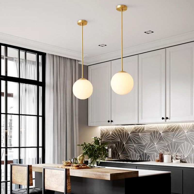 Globe Glass Pendant Light in Modern Creative Style Copper Single Hanging Lamp for Dining Room