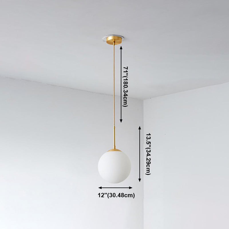Globe Glass Pendant Light in Modern Creative Style Copper Single Hanging Lamp for Dining Room