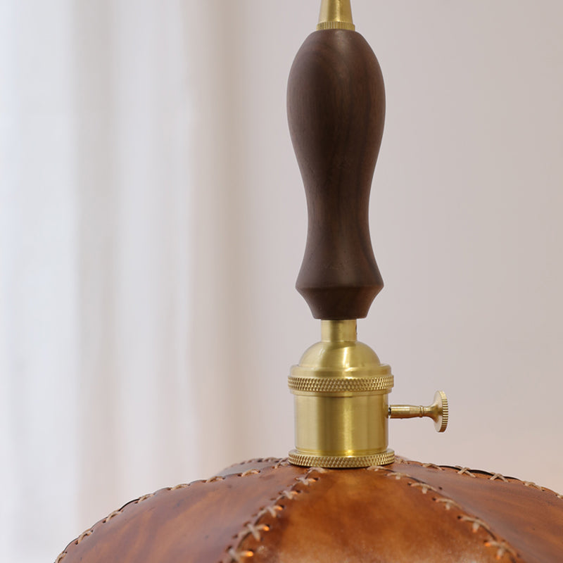 Leather Bowl Shape Hanging Lights Modern Style 1 Head Hanging Mount Fixture with Crystal