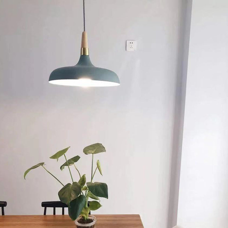 Metal Pot Cover Shape Hanging Lights Modern Style 1-Light Hanging Fixture for Bedroom