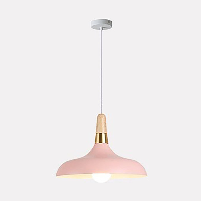 Metal Pot Cover Shape Hanging Lights Modern Style 1-Light Hanging Fixture for Bedroom