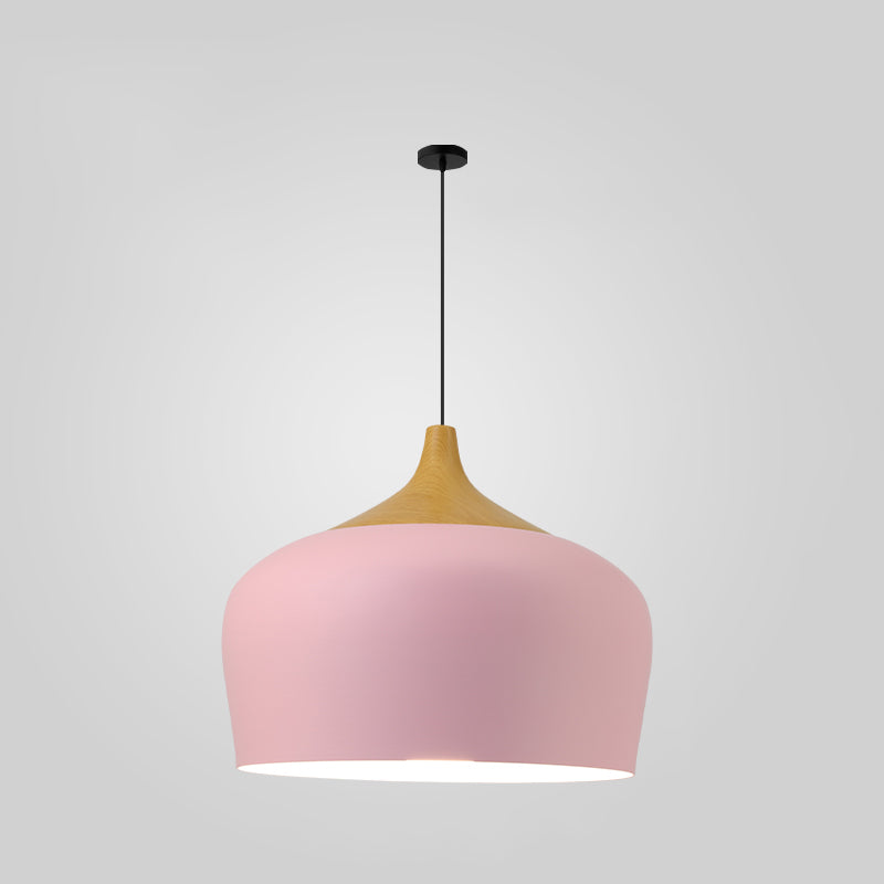 Bowl Shape Hanging Lighting Modern Macaron Style Metal 1-Light Pendant Lamp for Restaurant