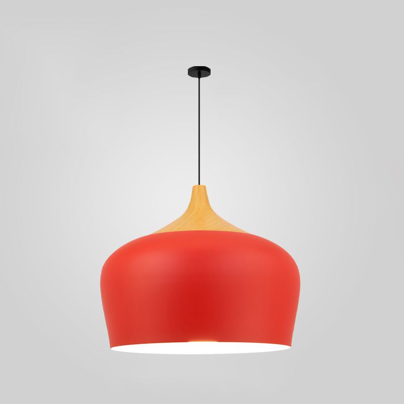 Bowl Shape Hanging Lighting Modern Macaron Style Metal 1-Light Pendant Lamp for Restaurant