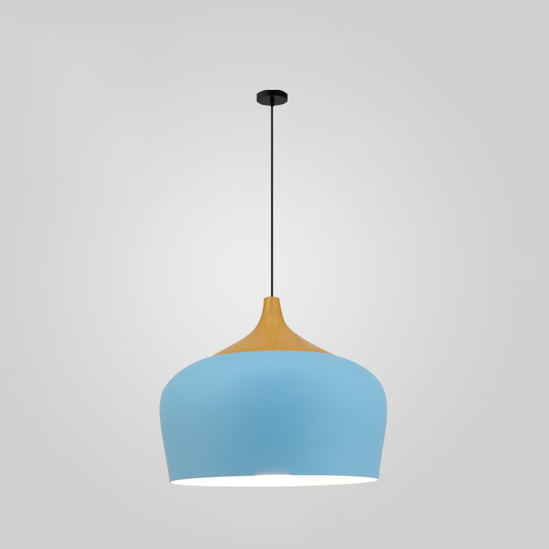 Bowl Shape Hanging Lighting Modern Macaron Style Metal 1-Light Pendant Lamp for Restaurant