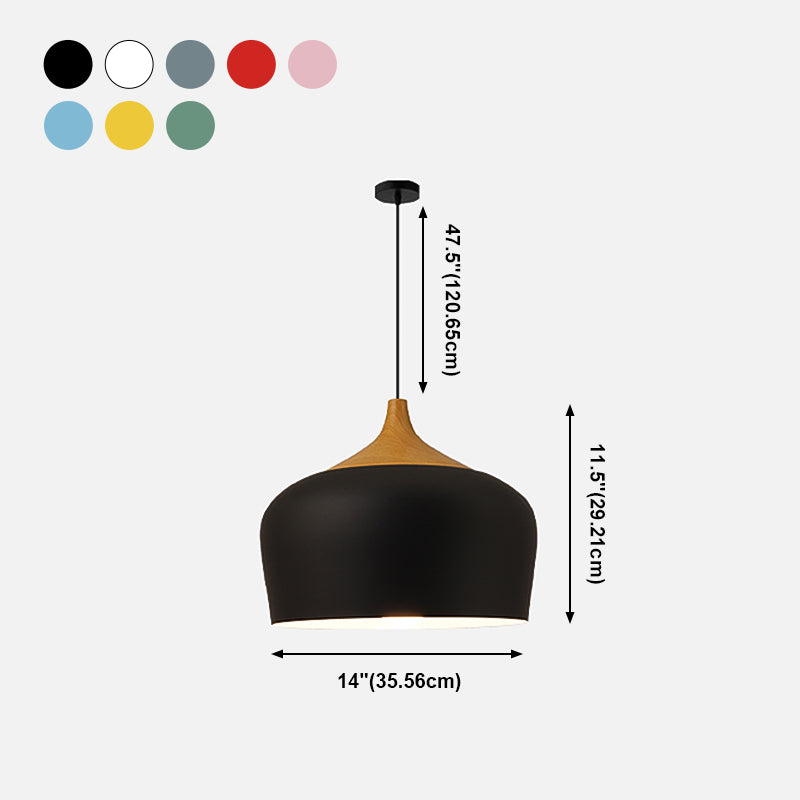 Bowl Shape Hanging Lighting Modern Macaron Style Metal 1-Light Pendant Lamp for Restaurant