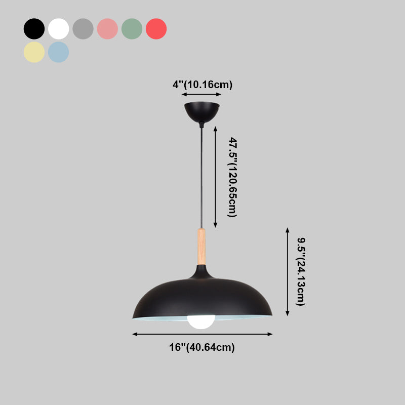 Pot Cover Shape Hanging Lighting Modern Style Metal 1-Light Pendant Lamp for Restaurant