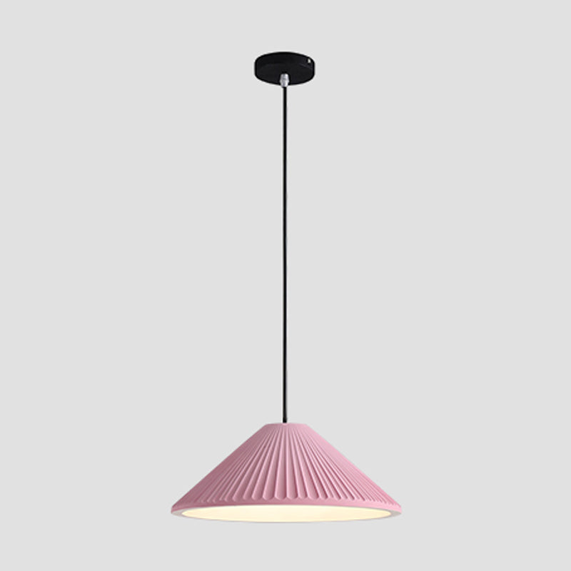 Cone Shape Hanging Lighting Modern Macaron Style Resin 1-Light Pendant Lamp for Bedroom