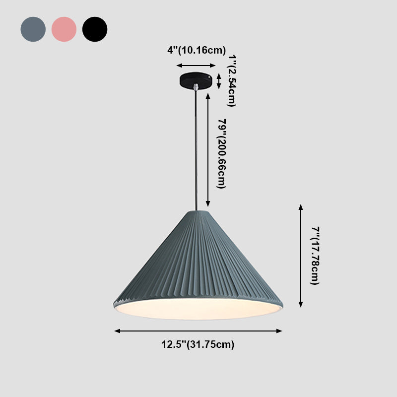 Cone Shape Hanging Lighting Modern Macaron Style Resin 1-Light Pendant Lamp for Bedroom