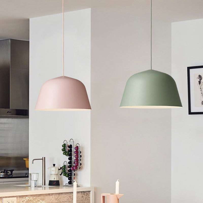 Forme de bol en métal Lumières suspendues modernes à 1-Light Prowing Fixture pour salle à manger