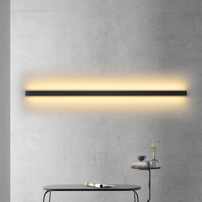 Linear Shape Metal Wall Light Modern Single Light Wall Light Fixture in Black