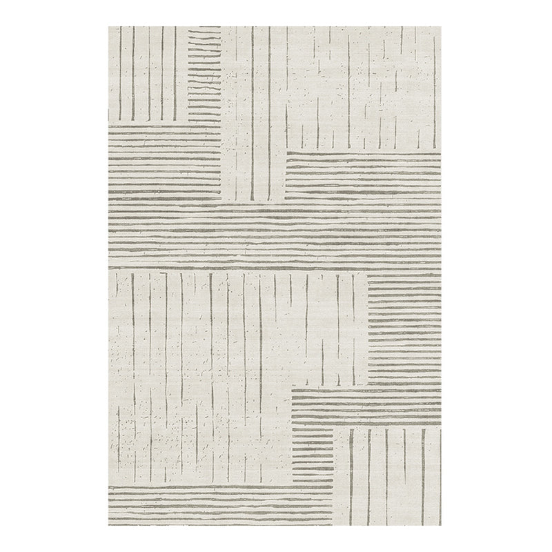 Gray Simple Rug Polyester Striped Indoor Rug Washable Rug for Drawing Room