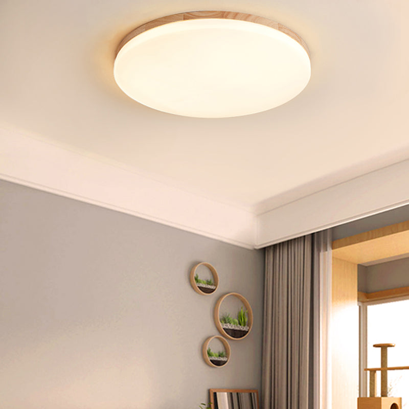 Wooden Modern Flush Mounted Ceiling Lights LED Ceiling Mount Lighting for Living Room
