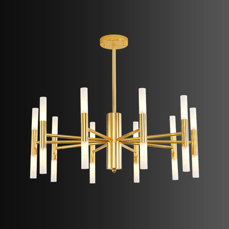 Cylindrical Chandelier Postmodern Metal Gold Hanging Light for Dining Room