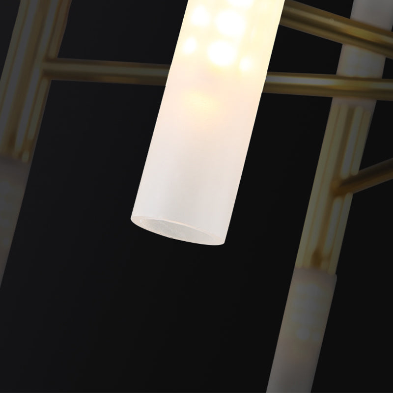 Cylindrical Chandelier Postmodern Metal Gold Hanging Light for Dining Room