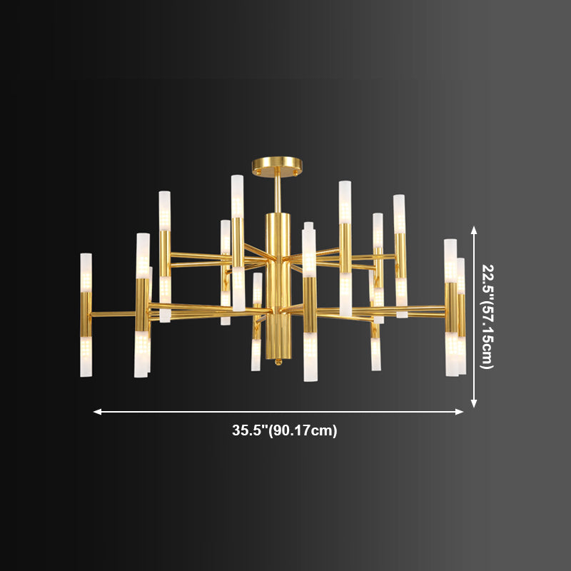 Cylindrical Chandelier Postmodern Metal Gold Hanging Light for Dining Room