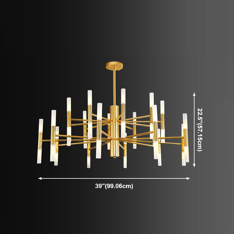 Cylindrical Chandelier Postmodern Metal Gold Hanging Light for Dining Room
