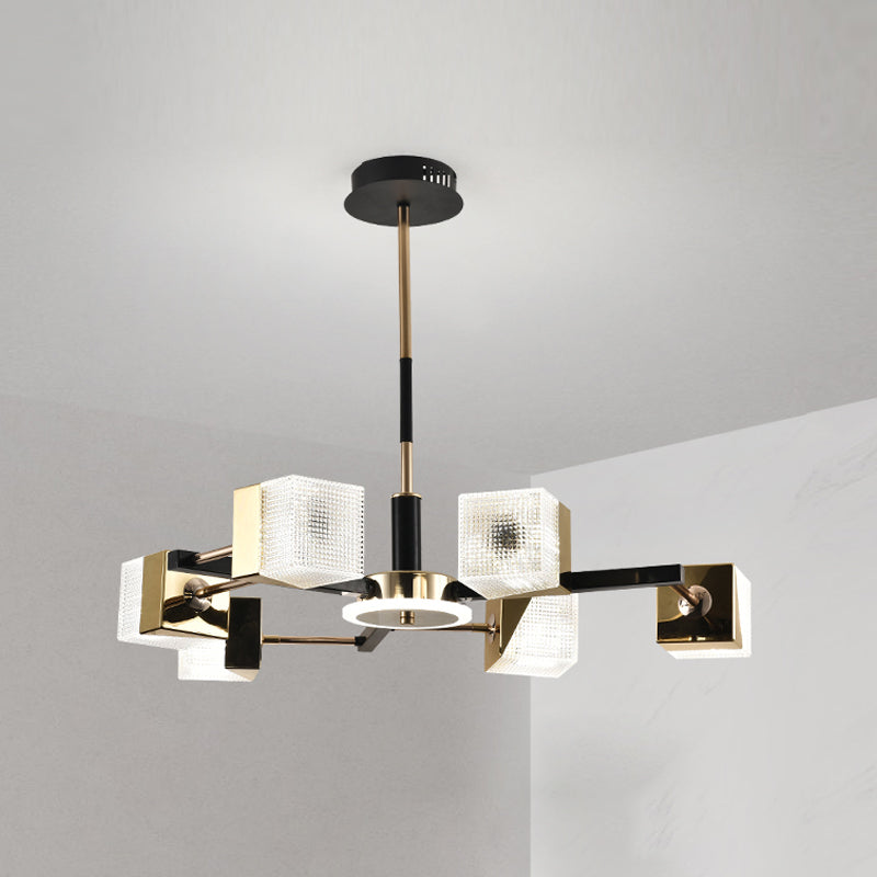 Square Chandelier Postmodern Metal LED Suspension Light Fixture
