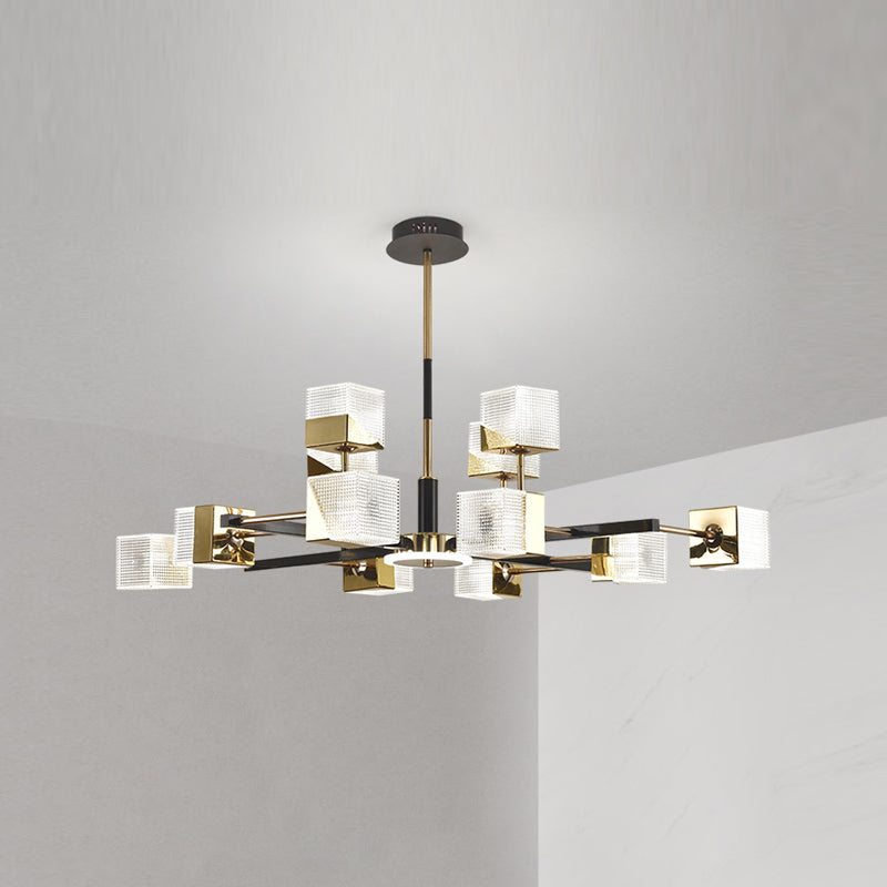 Square Chandelier Postmodern Metal LED Suspension Light Fixture