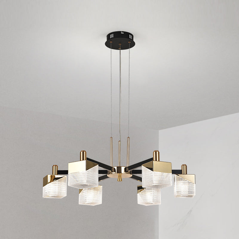 Square Chandelier Postmodern Metal LED Suspension Light Fixture