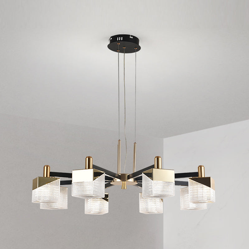 Square Chandelier Postmodern Metal LED Suspension Light Fixture