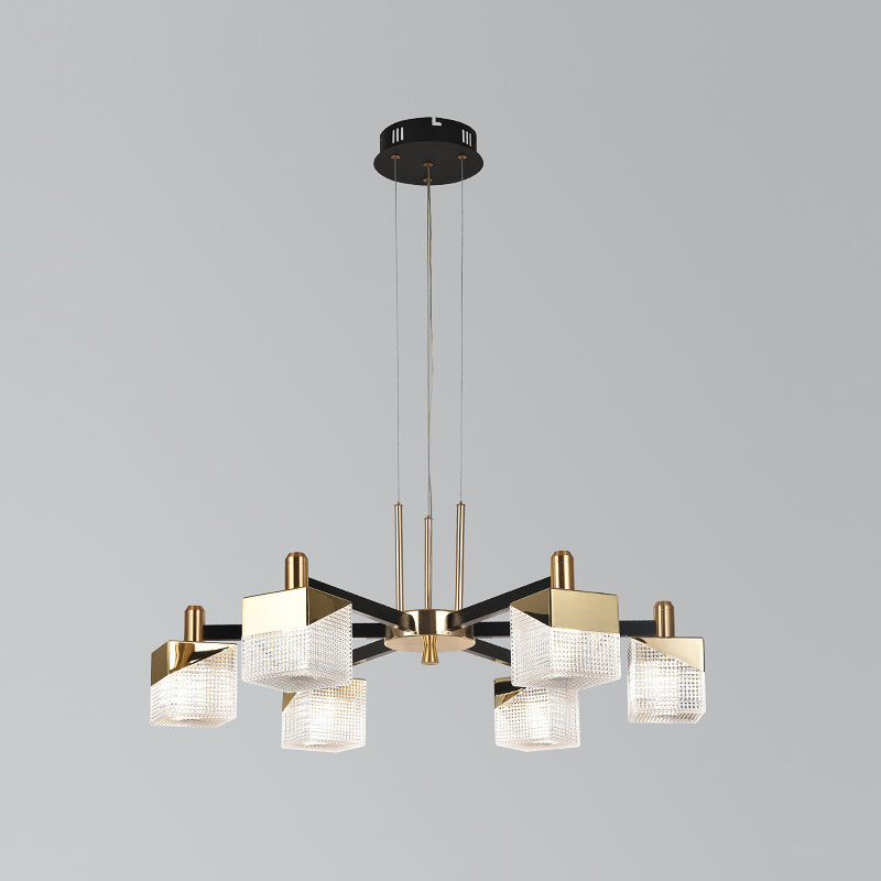 Square Chandelier Postmodern Metal LED Suspension Light Fixture