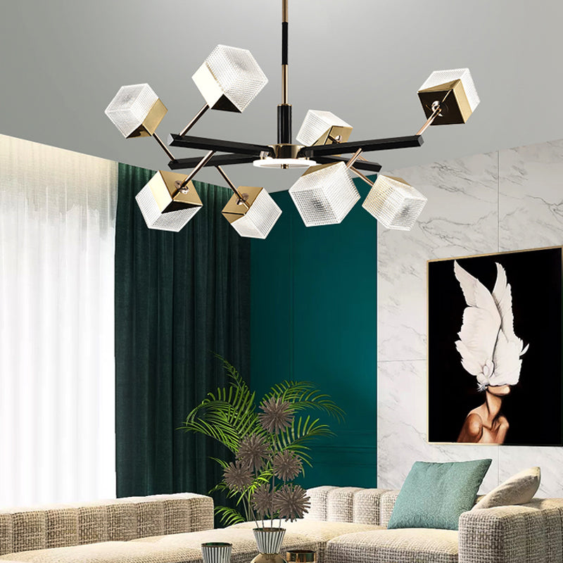 Square Chandelier Postmodern Metal LED Suspension Light Fixture