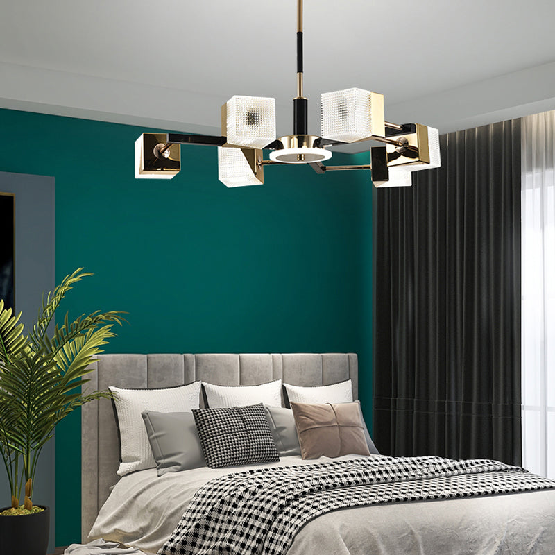 Square Chandelier Postmodern Metal LED Suspension Light Fixture