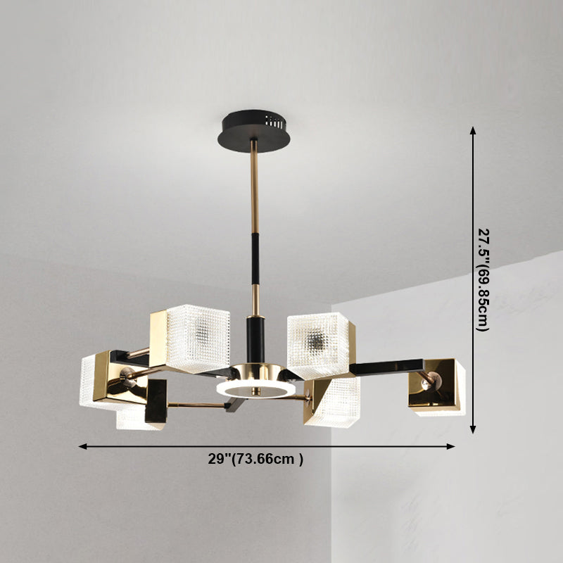 Square Chandelier Postmodern Metal LED Suspension Light Fixture