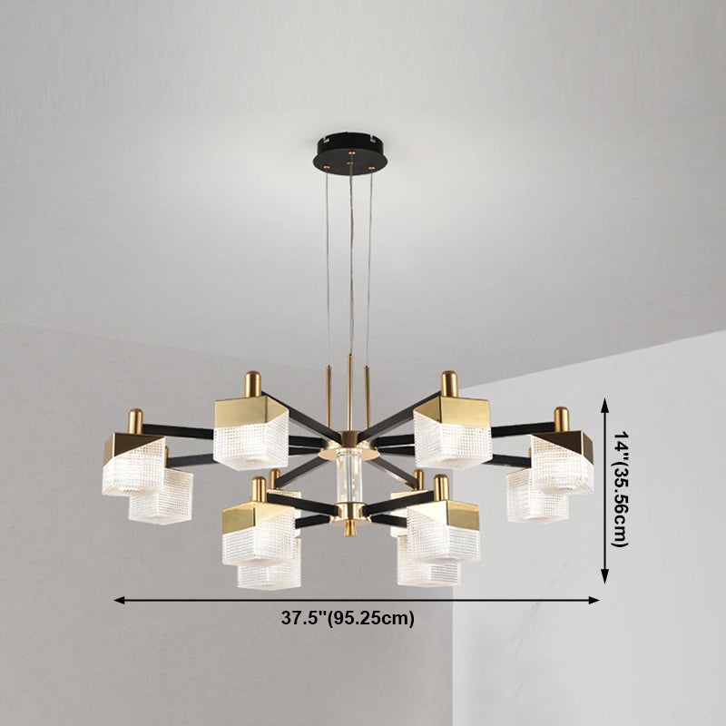 Square Chandelier Postmodern Metal LED Suspension Light Fixture