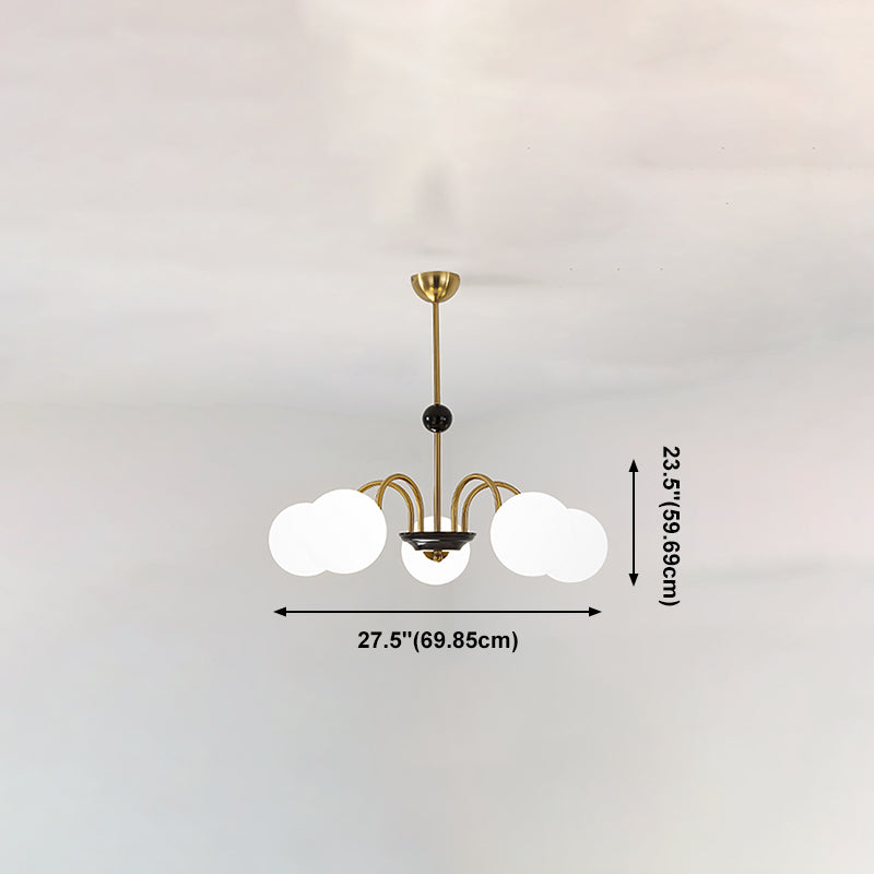 Lampadario a forma di globo lampadina multipulla nordica con vetro per camera da letto