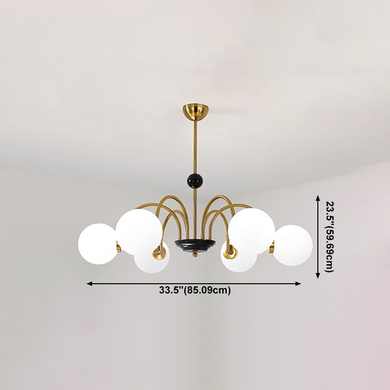 Lampadario a forma di globo lampadina multipulla nordica con vetro per camera da letto