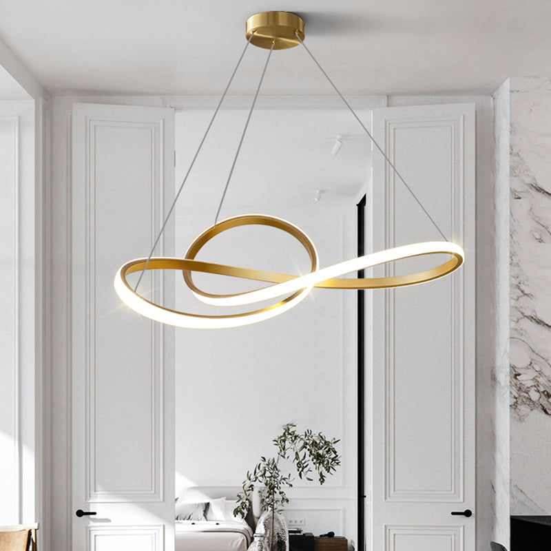 Gold Unique Shape Chandelier Modern 1 Light LED Hanging Light for Bedroom