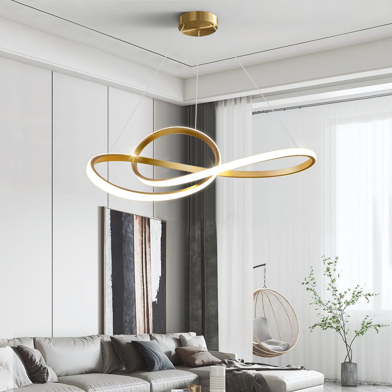 Gold Unique Shape Chandelier Modern 1 Light LED Hanging Light for Bedroom