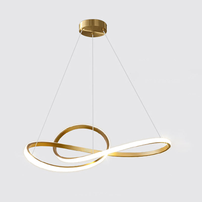 Gold Unique Shape Chandelier Modern 1 Light LED Hanging Light for Bedroom