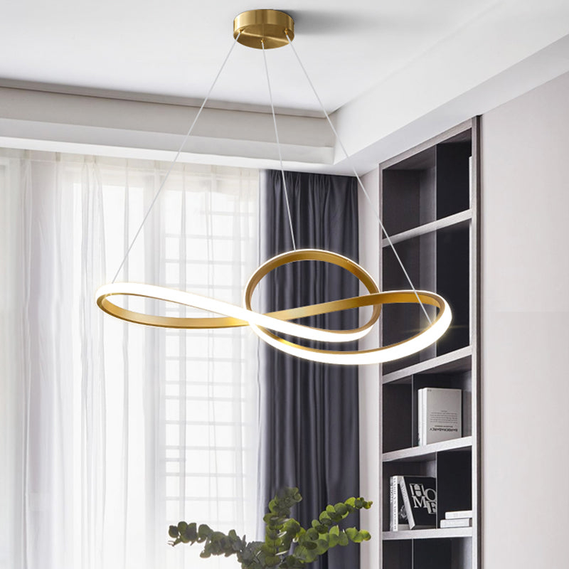 Gold Unique Shape Chandelier Modern 1 Light LED Hanging Light for Bedroom