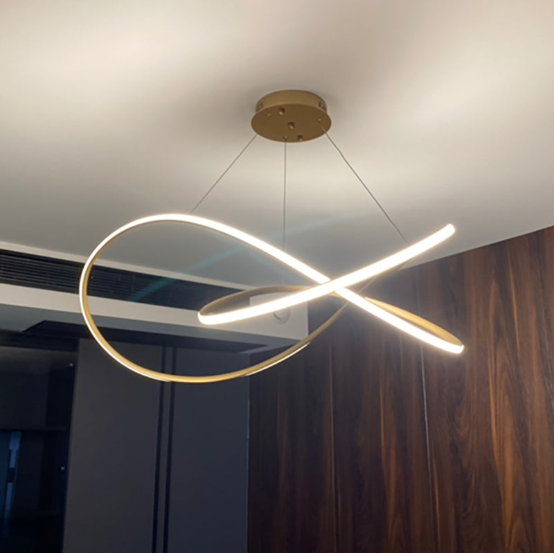 Gold Unique Shape Chandelier Modern 1 Light LED Hanging Light for Bedroom