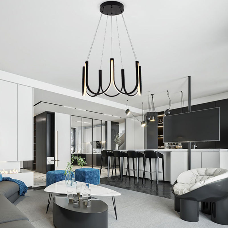 Lampadella geometrica nera LED moderna LED sospesa con alluminio per camera da letto