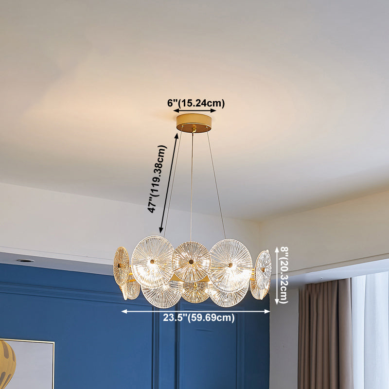 Goldkreis Kronleuchter modernes multi -hängendes Licht mit Glas für Schlafzimmer