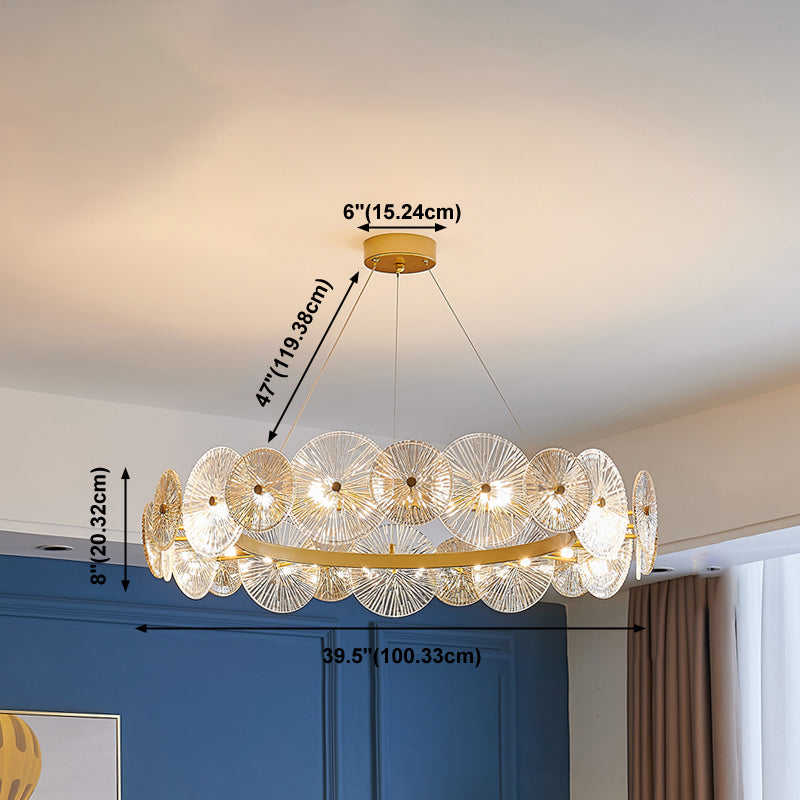 Goldkreis Kronleuchter modernes multi -hängendes Licht mit Glas für Schlafzimmer