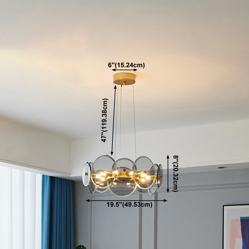 Goldkreis Kronleuchter modernes multi -hängendes Licht mit Glas für Schlafzimmer