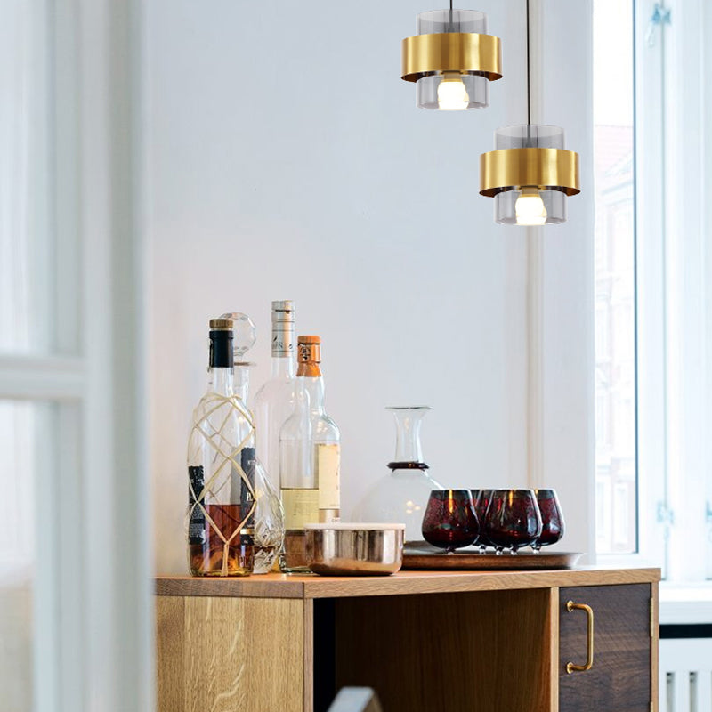 Modern Style Hanging Light 1 Light Glass Cylinder Pendant Light for Bedside