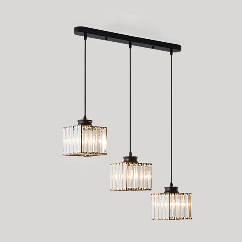 3 têtes Crystal suspendu éclairage pendentif contemporain pour le salon