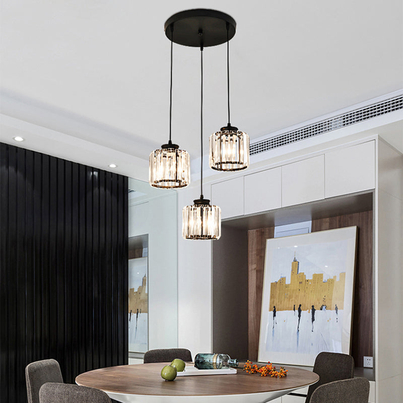3 têtes Crystal suspendu éclairage pendentif contemporain pour le salon