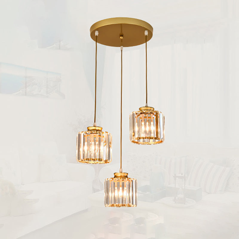 3 Heads Crystal Hanging Light Contemporary Pendant Lighting for Living Room