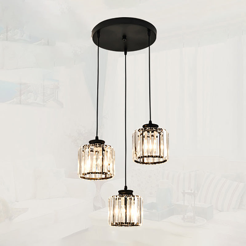 3 Heads Crystal Hanging Light Contemporary Pendant Lighting for Living Room