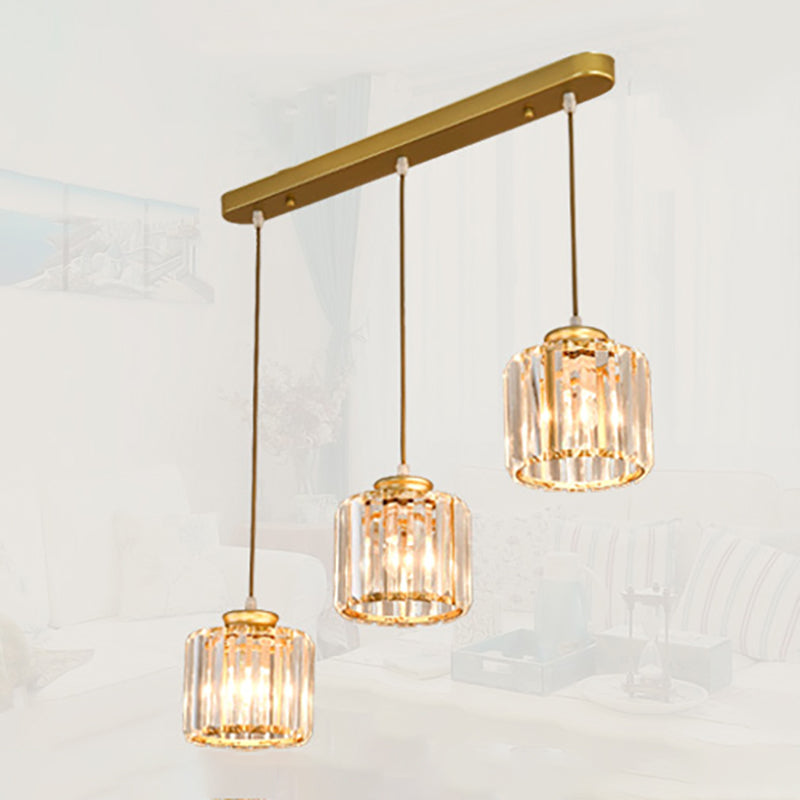 3 têtes Crystal suspendu éclairage pendentif contemporain pour le salon