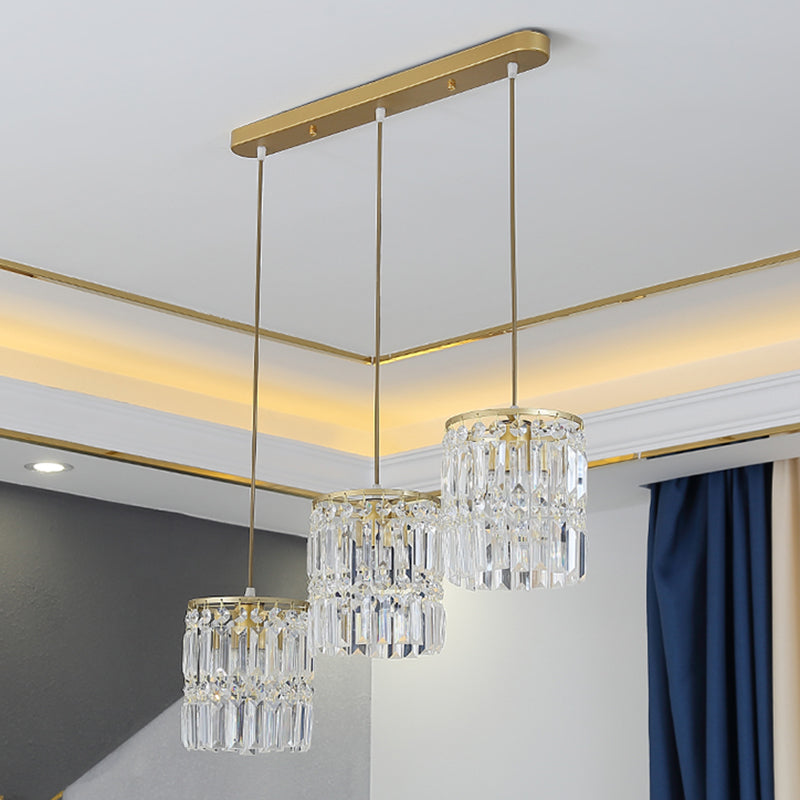 3 têtes Crystal suspendu éclairage pendentif contemporain pour le salon