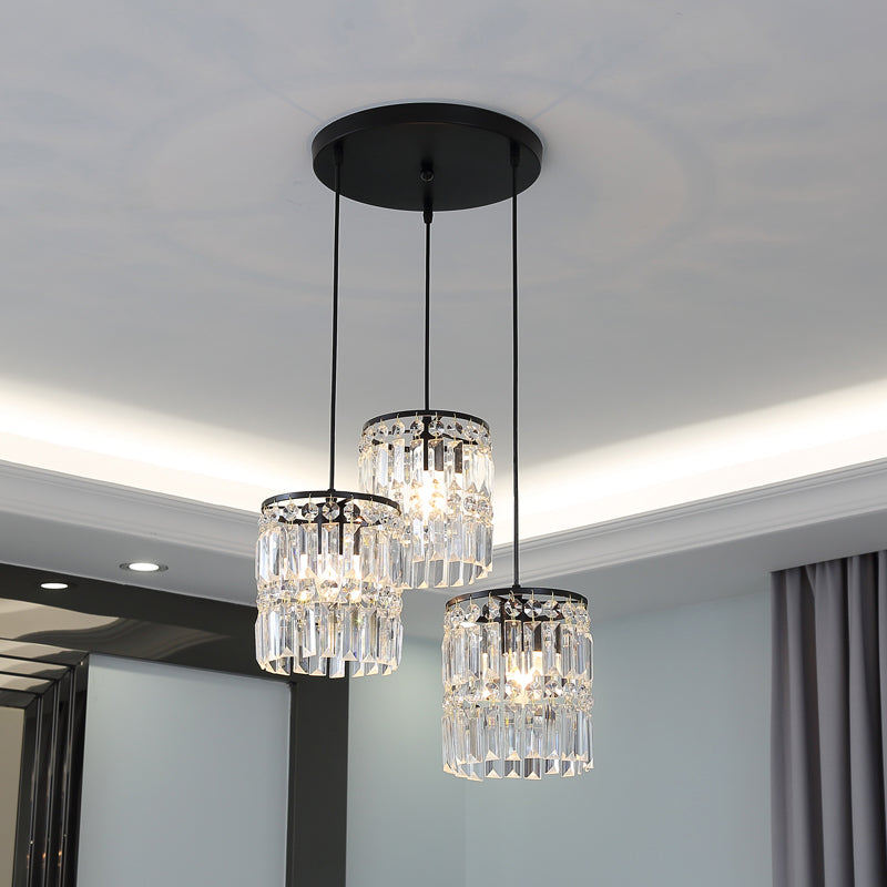 3 têtes Crystal suspendu éclairage pendentif contemporain pour le salon