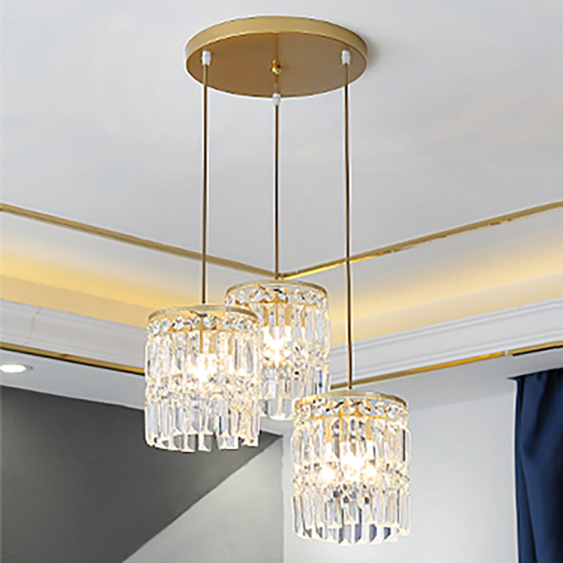 3 têtes Crystal suspendu éclairage pendentif contemporain pour le salon