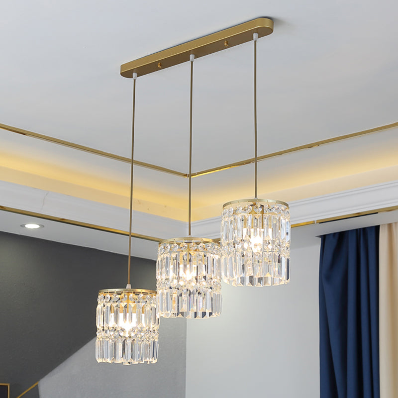 3 têtes Crystal suspendu éclairage pendentif contemporain pour le salon